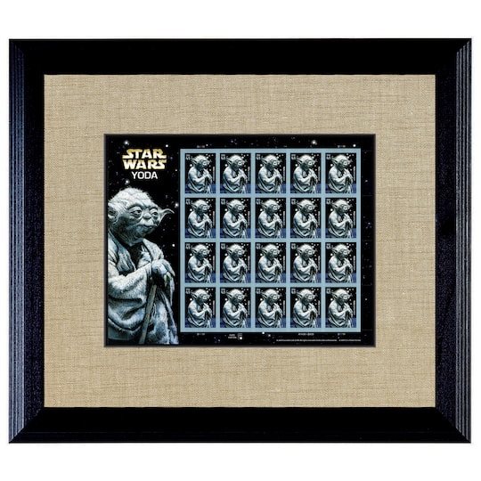 Star Wars Yoda U.S. Stamp Sheet in 16" x 14" Wood Frame